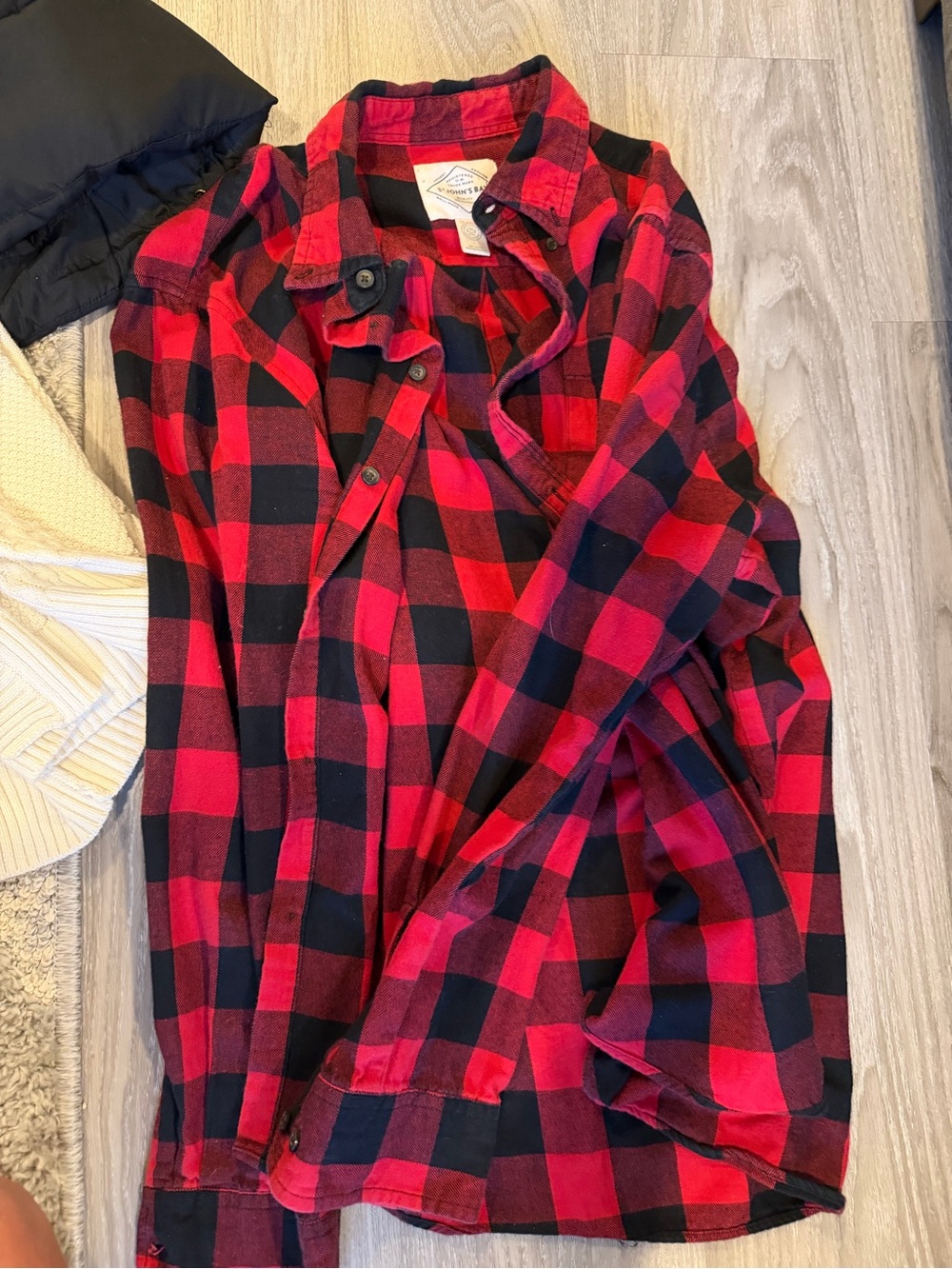 St. John's Bay Red & Black Buffalo Plaid Button-Down Shirt